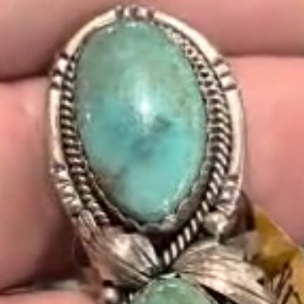 Native American Navajo sterling silver turquoise ring - Picture 5 of 7